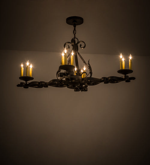 Meyda Lighting Elianna 42" 12-Light Chestnut Textured Chandelier With Amber Faux Candlelight