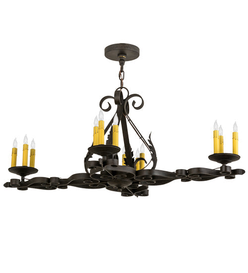 Meyda Lighting Elianna 42" 12-Light Chestnut Textured Chandelier With Amber Faux Candlelight