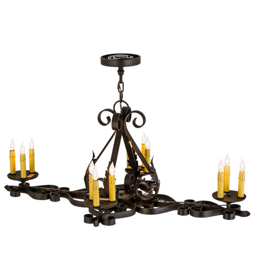 Meyda Lighting Elianna 42" 12-Light Chestnut Textured Chandelier With Amber Faux Candlelight