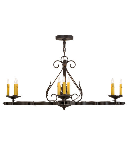 Meyda Lighting Elianna 42" 12-Light Chestnut Textured Chandelier With Amber Faux Candlelight