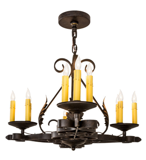 Meyda Lighting Elianna 42" 12-Light Chestnut Textured Chandelier With Amber Faux Candlelight