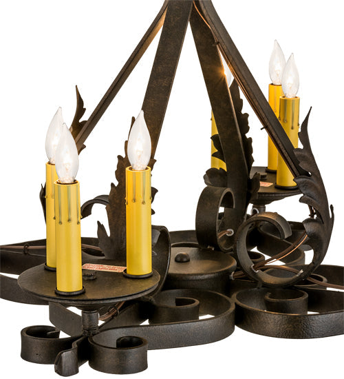 Meyda Lighting Elianna 42" 12-Light Chestnut Textured Chandelier With Amber Faux Candlelight