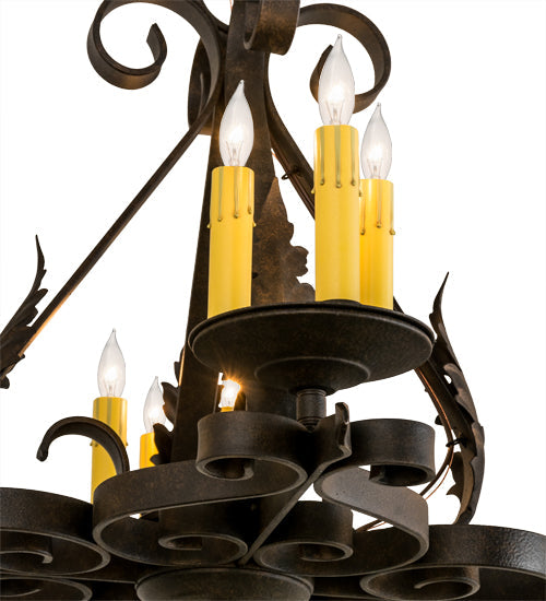 Meyda Lighting Elianna 42" 12-Light Chestnut Textured Chandelier With Amber Faux Candlelight