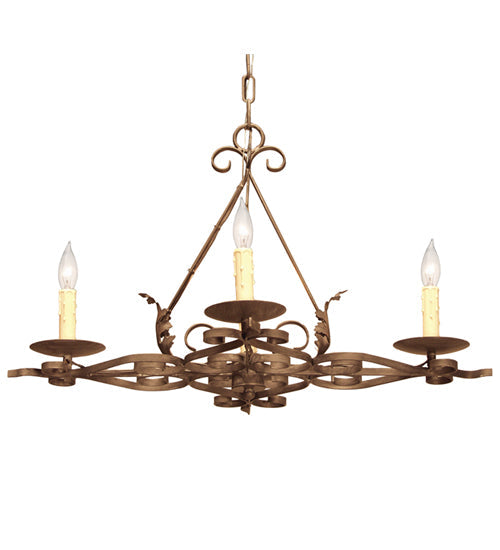 Meyda Lighting Elianna 42" 12-Light Rustic Iron Chandelier With Ivory Faux Candle