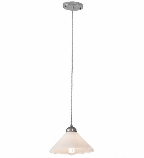Meyda Lighting Elijah 10" Brushed Nickel Pendant Light With White Scavo Shade Glass