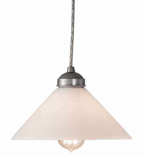 Meyda Lighting Elijah 10" Brushed Nickel Pendant Light With White Scavo Shade Glass