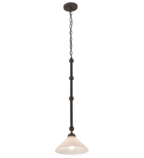 Meyda Lighting Elijah 10" Gilded Tobacco Pendant Light With White Frosted Shade Glass