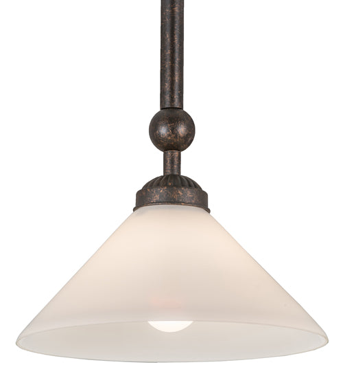 Meyda Lighting Elijah 10" Gilded Tobacco Pendant Light With White Frosted Shade Glass