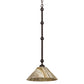 Meyda Lighting Elijah 14" Mahogany Bronze Pendant Light With Beige Travertine Idalight Shade Glass
