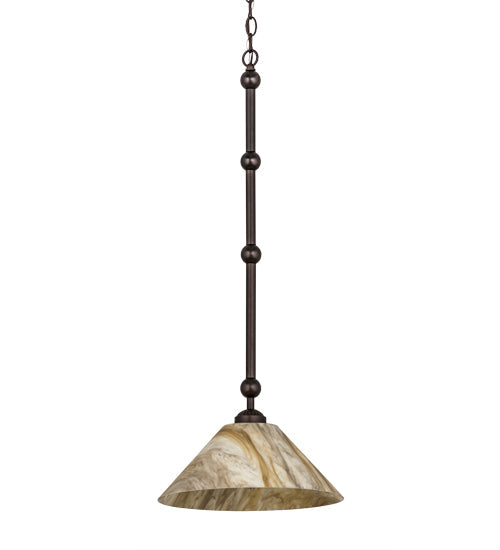 Meyda Lighting Elijah 14" Mahogany Bronze Pendant Light With Beige Travertine Idalight Shade Glass