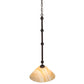 Meyda Lighting Elijah 14" Mahogany Bronze Pendant Light With Beige Travertine Idalight Shade Glass