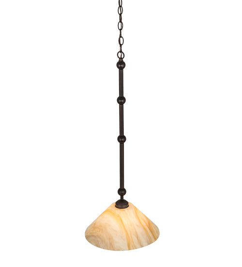 Meyda Lighting Elijah 14" Mahogany Bronze Pendant Light With Beige Travertine Idalight Shade Glass