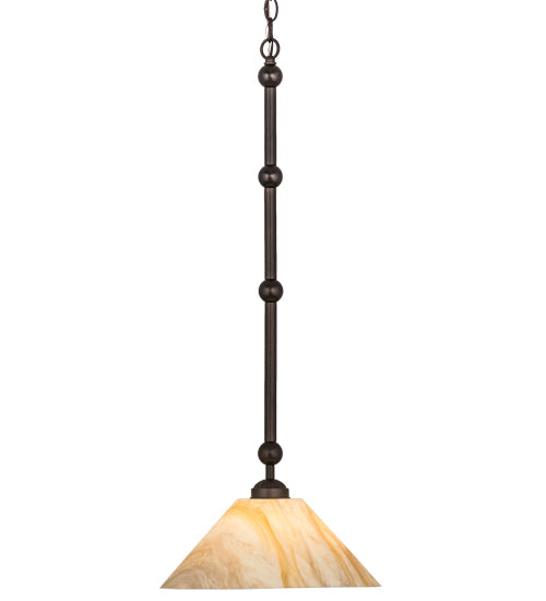 Meyda Lighting Elijah 14" Mahogany Bronze Pendant Light With Beige Travertine Idalight Shade Glass