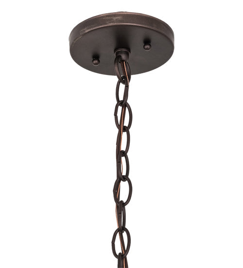 Meyda Lighting Elijah 14" Mahogany Bronze Pendant Light With Beige Travertine Idalight Shade Glass