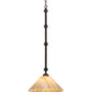 Meyda Lighting Elijah 14" Mahogany Bronze Pendant Light With Beige Travertine Idalight Shade Glass