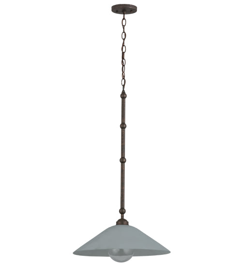Meyda Lighting Elijah 18" Gilded Tobacco Pendant Light With Frosted White Art Shade Glass