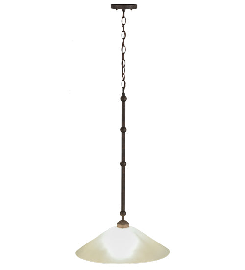 Meyda Lighting Elijah 18" Gilded Tobacco Pendant Light With Frosted White Art Shade Glass