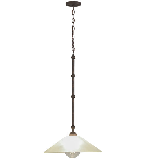 Meyda Lighting Elijah 18" Gilded Tobacco Pendant Light With Frosted White Art Shade Glass