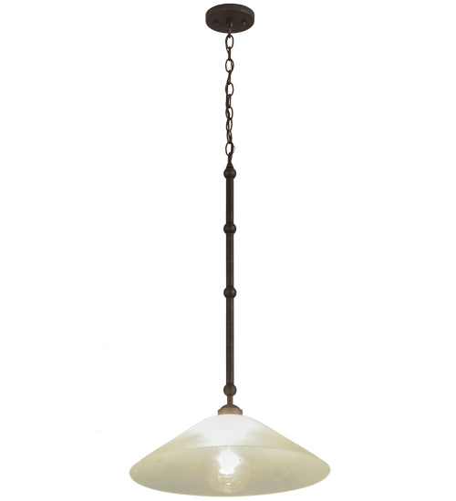 Meyda Lighting Elijah 18" Gilded Tobacco Pendant Light With Frosted White Art Shade Glass