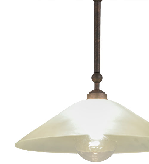 Meyda Lighting Elijah 18" Gilded Tobacco Pendant Light With Frosted White Art Shade Glass