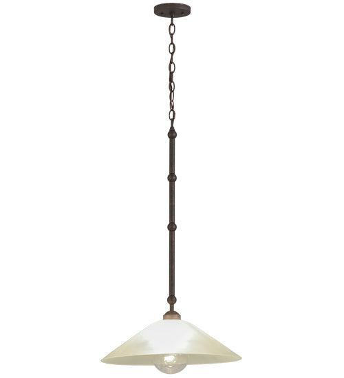 Meyda Lighting Elijah 18" Gilded Tobacco Pendant Light With Frosted White Art Shade Glass