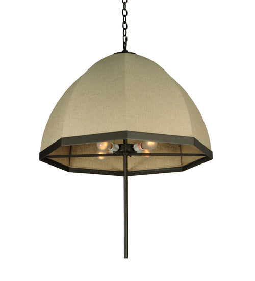 Meyda Lighting Eliptic 32" 4-Light Timeless Bronze Pendant Light With Beige Fabric Shade