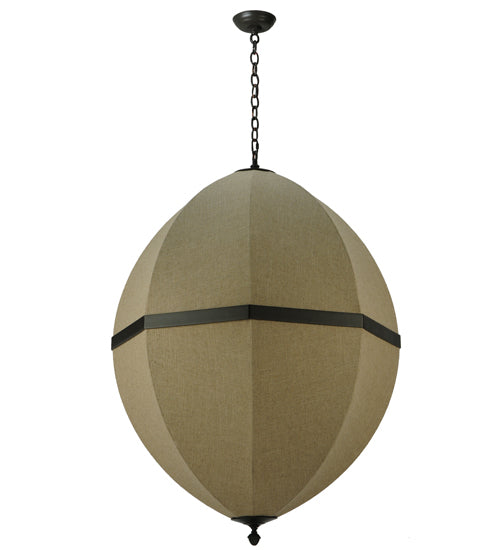 Meyda Lighting Eliptic 32" 4-Light Timeless Bronze Pendant Light With Beige Fabric Shade