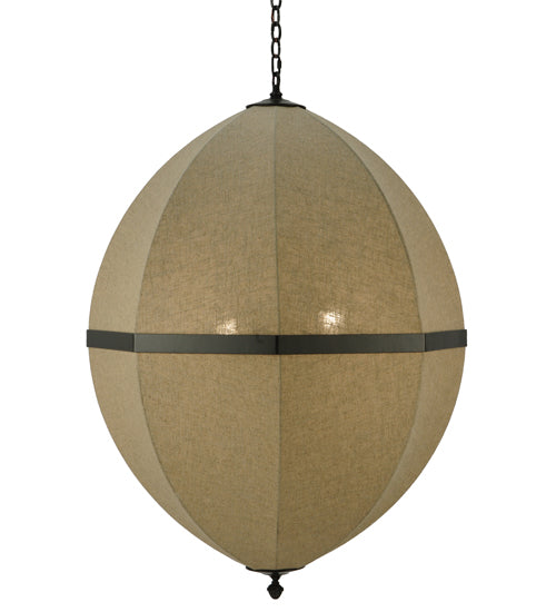 Meyda Lighting Eliptic 32" 4-Light Timeless Bronze Pendant Light With Beige Fabric Shade