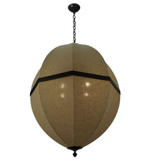 Meyda Lighting Eliptic 32" 4-Light Timeless Bronze Pendant Light With Beige Fabric Shade