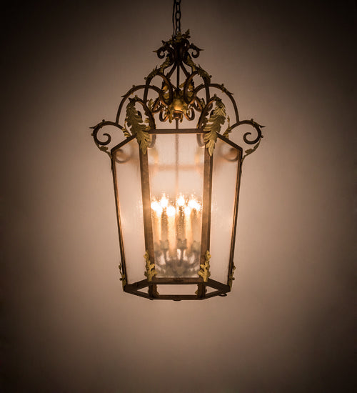 Meyda Lighting Elisa 25" 8-Light Light Tobacco & Antique Gold Pendant Light With Clear Rainstone Idalight Shade Glass