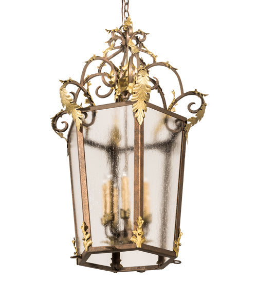 Meyda Lighting Elisa 25" 8-Light Light Tobacco & Antique Gold Pendant Light With Clear Rainstone Idalight Shade Glass