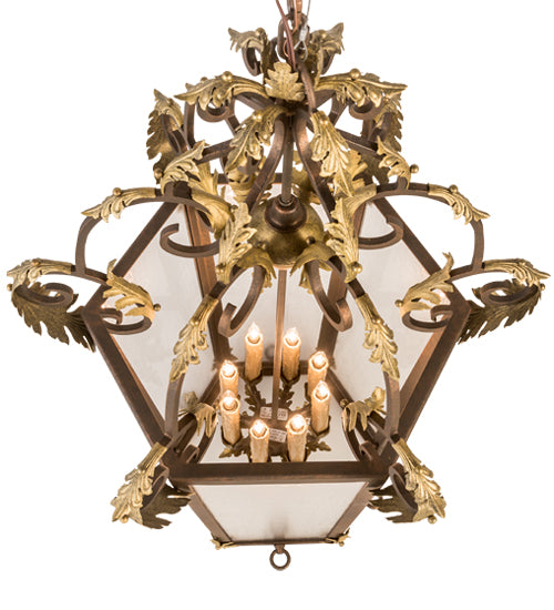Meyda Lighting Elisa 25" 8-Light Light Tobacco & Antique Gold Pendant Light With Clear Rainstone Idalight Shade Glass
