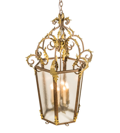 Meyda Lighting Elisa 25" 8-Light Light Tobacco & Antique Gold Pendant Light With Clear Rainstone Idalight Shade Glass