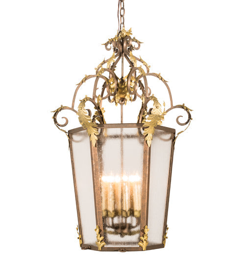 Meyda Lighting Elisa 25" 8-Light Light Tobacco & Antique Gold Pendant Light With Clear Rainstone Idalight Shade Glass