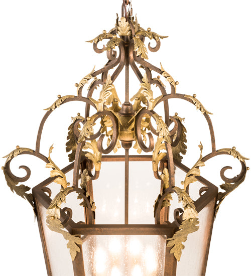 Meyda Lighting Elisa 25" 8-Light Light Tobacco & Antique Gold Pendant Light With Clear Rainstone Idalight Shade Glass