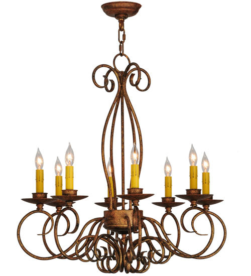 Meyda Lighting Elisha 26" 8-Light Autumn Leaf Chandelier With Amber Faux Candlelight