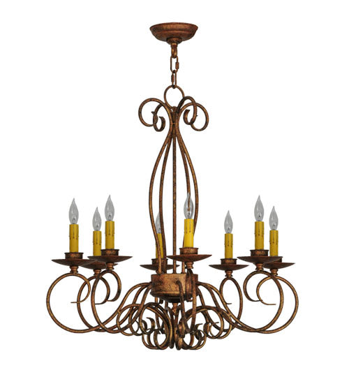 Meyda Lighting Elisha 26" 8-Light Autumn Leaf Chandelier With Amber Faux Candlelight