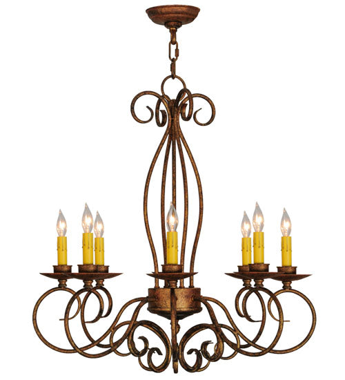 Meyda Lighting Elisha 26" 8-Light Autumn Leaf Chandelier With Amber Faux Candlelight