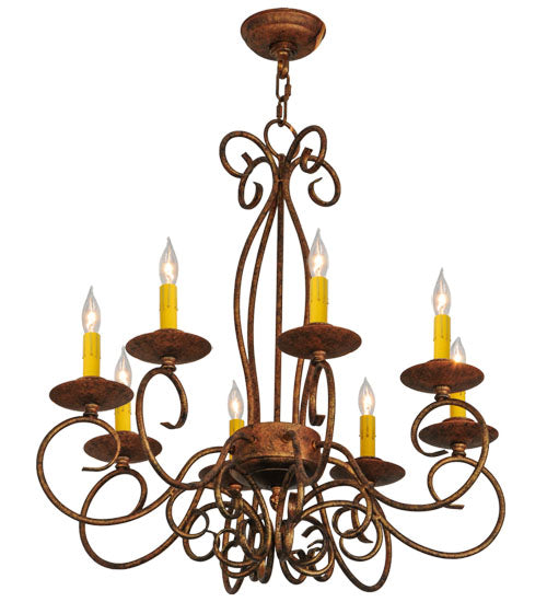 Meyda Lighting Elisha 26" 8-Light Autumn Leaf Chandelier With Amber Faux Candlelight