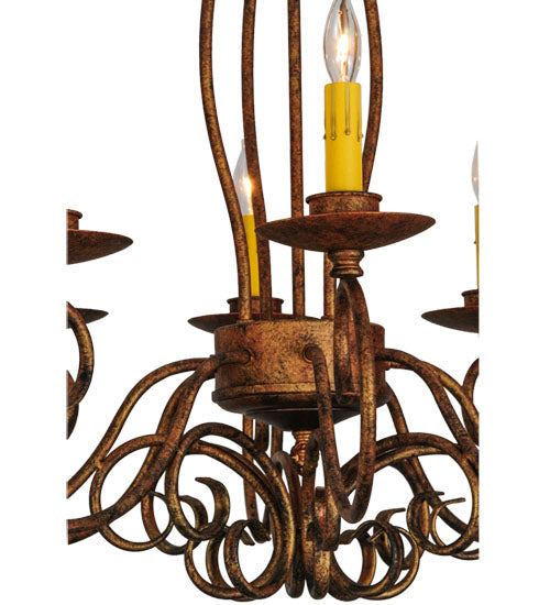 Meyda Lighting Elisha 26" 8-Light Autumn Leaf Chandelier With Amber Faux Candlelight