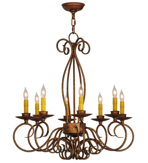 Meyda Lighting Elisha 26" 8-Light Autumn Leaf Chandelier With Amber Faux Candlelight