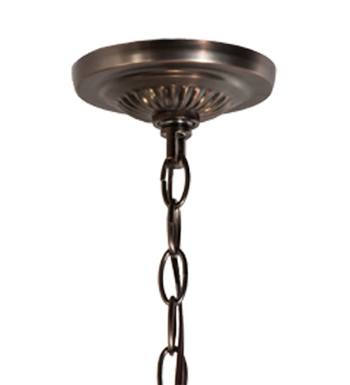Meyda Lighting Elizabeth 22" 2-Light Craftsman Brown Pendant Light With Violet Shade Glass