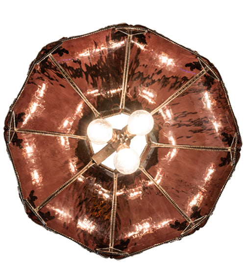 Meyda Lighting Elizabeth 22" 2-Light Craftsman Brown Pendant Light With Violet Shade Glass