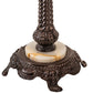 Meyda Lighting Elizabeth 22" 2-Light Craftsman Brown Table Lamp With Violet Shade Glass