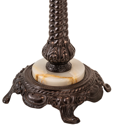 Meyda Lighting Elizabeth 22" 2-Light Craftsman Brown Table Lamp With Violet Shade Glass