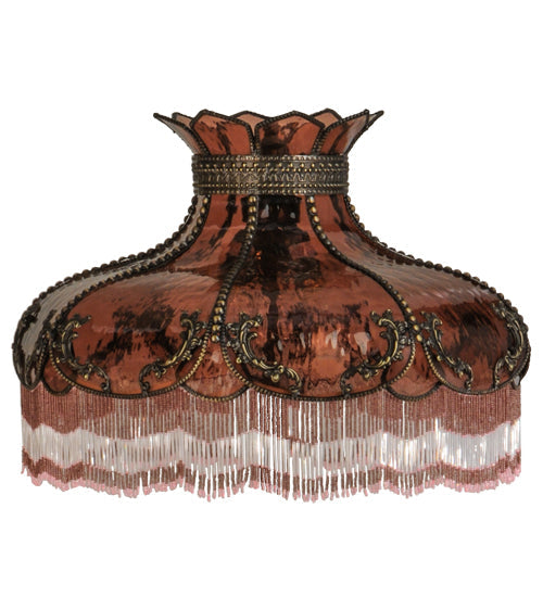 Meyda Lighting Elizabeth 22"W x 12"H Craftsman Brown Frame and Pink Fabric Shade