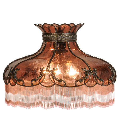 Meyda Lighting Elizabeth 22"W x 12"H Craftsman Brown Frame and Pink Fabric Shade