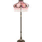 Meyda Lighting Elizabeth 62" 3-Light Craftsman Brown Floor Lamp With Pink Iridescent & White Shade Glass