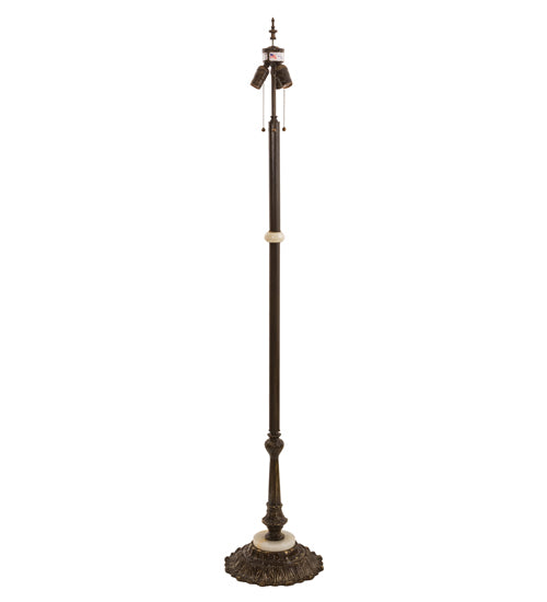 Meyda Lighting Elizabeth 62" 3-Light Craftsman Brown Floor Lamp With Pink Iridescent & White Shade Glass