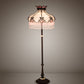 Meyda Lighting Elizabeth 62" 3-Light Craftsman Brown Highlighted Floor Lamp With White Opal & Pink Art Shade Glass